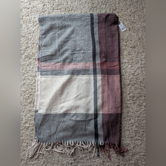 Nwt three dots plaid viscose cashmere wool blend sweater poncho wrap one size - Picture 2 of 5